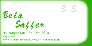bela saffer business card